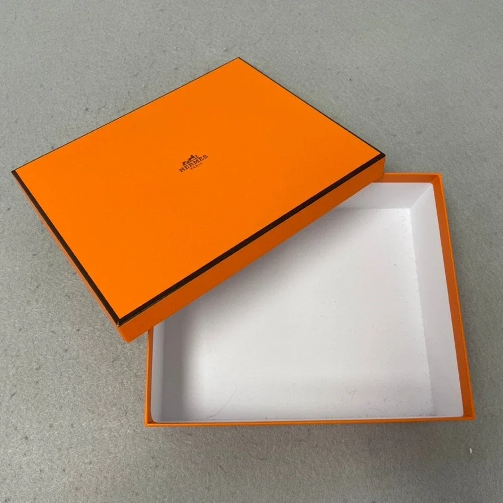 Hermes Empty Box Dust Bag Ribbon Set OS Orange Luxury Packaging 8.75x7x3